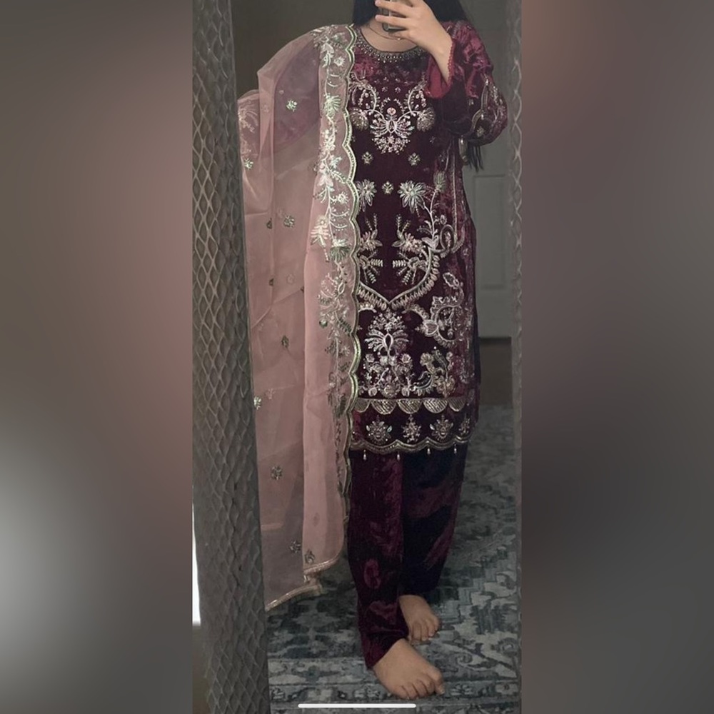 Velvet salwar kameez in size Medium